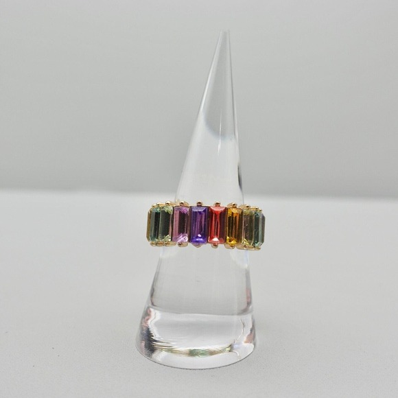 Sugarfix Baublebar Ring Cocktail Rainbow Multicolor Crystal Eternity Band Size 8 - Picture 2 of 12